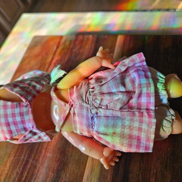 Vintage Irwin  Kewpie Doll is dressed and has a bonnet and is marked on back - Picture 4 of 6